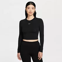 NIKE AS W NSW NK CHLL KNT LS CRP 短版 女長袖上衣-HF5323011 XS 黑色