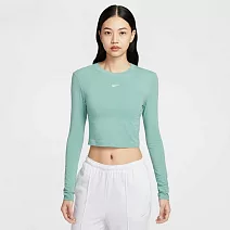 NIKE AS W NSW NK CHLL KNT LS CRP 短版 女長袖上衣-HF5323018 S 湖水綠