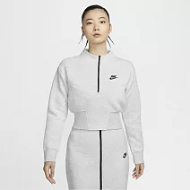 NIKE AS W NSW TCH FLC CROP QZ 女 圓領套頭衫-HJ1032013 L 淺灰色