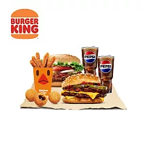 限時63折↘漢堡王 西部小華堡+雙層火烤牛肉堡+雞薯條+QQ球+小飲x2