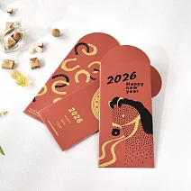 【Gdesign】2026 幸福圓馬 馬上發財 燙金紅包袋 插畫紅包袋 2026創意設計款 限量發行(6入/包) 燙金