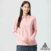 【ATUNAS 歐都納】女款循環長袖排汗POLO衫/大尺碼A8PS2567WC- S 淺粉