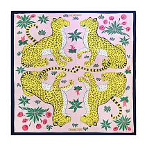 Hermes 愛馬仕 Les Leopards 四隻豹 140 混羊絨披肩(多色選)- 粉紅黃