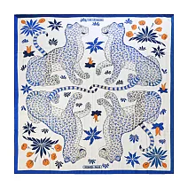 Hermes 愛馬仕 Les Leopards 四隻豹 140 混羊絨披肩(多色選)- 藍灰