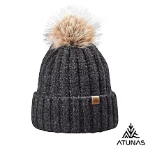【ATUNAS 歐都納】保暖羊毛毛帽/針織帽A1AH2514N- 麻花灰黑