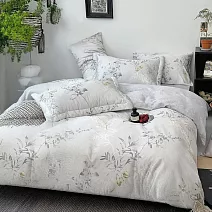 《DUYAN 竹漾》台灣製 40支100%天絲雙人四件式鋪棉兩用被床包組 / 花庭清語