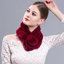 Seoul Show首爾秀 100%獺兔毛三管加厚圍脖真毛皮草圍巾 聖誕紅