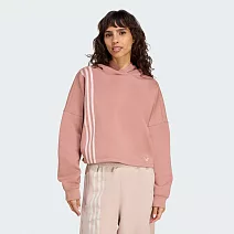 ADIDAS 3 STRIPES HOODY 女 連帽上衣-JW3601 L 粉紅色