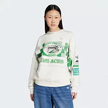 ADIDAS COURT CREW 女 圓領套頭衫-JW0149 M 白綠色