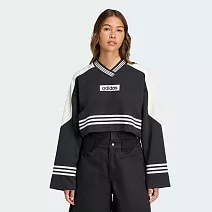 ADIDAS CREW SWEATSHIRT 短版 女 圓領套頭衫-JW7273 XS 黑色