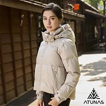 【ATUNAS 歐都納】女款HEAT CORE蓄熱保暖羽絨外套/短版連帽外套/麵包服外套A1GA2528W- S 灰卡