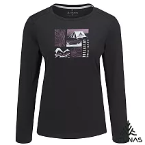 【ATUNAS 歐都納】女款循環長袖排汗T恤/圖T/大尺碼A6TS2537WC- S 黑