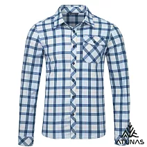 【ATUNAS 歐都納】男款中空蓄熱纖維保暖長袖格紋襯衫A1SH2501M- M 藍格