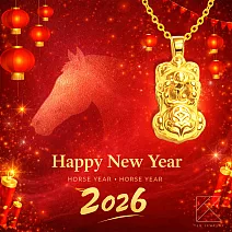 【TLH】馬上有錢 貔貅項鍊紅包袋 約重0.02錢±0.01 (純金999) 隨機贈送馬年御守 (馬年 過年 送禮)