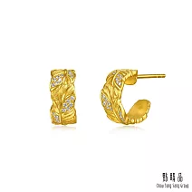 【點睛品】愛情密語 愛的羽跡 鑽石黃金耳環 (一對)