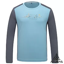 【ATUNAS 歐都納】男款循環抑菌長袖排汗T恤/防曬圖T/大尺碼A1TSHH01MC- M 淺灰