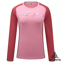 【ATUNAS 歐都納】女款循環抑菌長袖排汗T恤/圖T/大尺碼A1TSHH02WC- S 玫紅