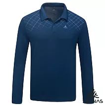 【ATUNAS 歐都納】男款循環抑菌長袖排汗POLO衫/大尺碼A1PSHH01MC- M 藍