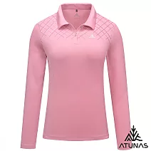 【ATUNAS 歐都納】女款循環抑菌長袖排汗POLO衫/大尺碼A1PSHH02WC- S 櫻花粉