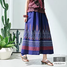 【潘克拉】民族圖騰印花長裙-F TM943　FREE藍色