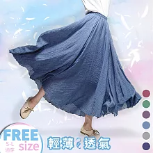 【A.Cheter】法國飛舞飄逸鈴蘭羅曼蒂克沁涼長裙#j103747FREE湖藍