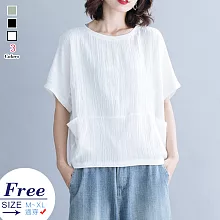 【A.Cheter】荷蘭風車之旅寬鬆蝙蝠短袖棉麻上衣#j104344F白