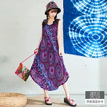 【潘克拉】印花垂墜嫘縈背心裙 TM1049　FREE紫色