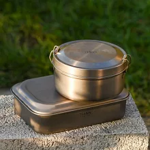 【鈦安TiANN】純鈦雙層鐵路便當盒 1000ml(14cm)