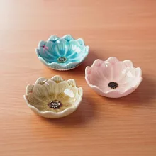 【見谷陶器】雛菊花形 陶瓷小缽9cm ‧ 松石綠