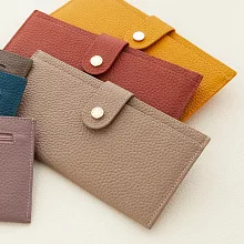 CHENSON真皮 超薄第四代 6卡極薄長夾 外側附獨立零錢袋 (W23449-K) 杏