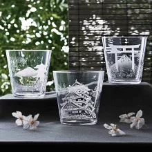 【日本Toyo Sasaki】晶透強化玻璃杯340ml ‧ 城與櫻花