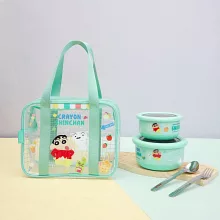 【HOUSUXI舒希】蠟筆小新－防潑水透明兒童餐袋-A3(任選) 藍色