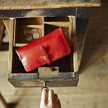 CLEDRAN｜日本真皮手工皮帶扣長夾 紅色