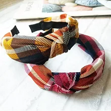 【Ada】韓國流行氣質知性蝴蝶結造型髮帶髮箍 (2入/組) 格紋款