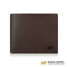 BRAUN BUFFEL 洛菲諾P系列8卡中間翻窗格零錢皮夾 -咖黑 BF334-318-DM