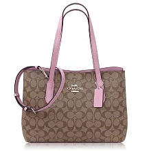 COACH 經典 PVC / 肩背 / 斜背兩用包卡其粉