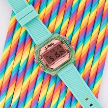 I AM玩色新革命電子錶_小-綠殼粉橘面x湖水綠錶帶