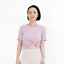 【Mukasa】DURABLE 扭結短袖短版上衣 - MUK-24048 S 雪紫