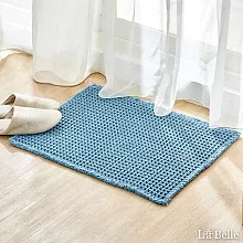 義大利La Belle《華夫格》瞬吸速乾可水洗止滑地墊 60*45CM(共三色)-藍色