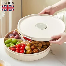 【英國FGODA】密封式可調節分隔乾果盤/零食盤(附蓋)-多色可選- 奶油色