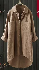 【慢。生活】純色氣質寬鬆棉麻襯衫