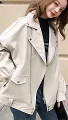 【AMIEE】松PU衣夾克學院風短外套