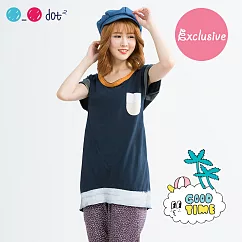 點-點 交叉背帶撞色上衣(2色)-F FREE藍