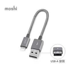 Moshi Integra™ 強韌系列 Lightning to USB─A 耐用充電/傳輸編織線(0.25 M)鈦灰