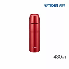 TIGER虎牌 304不鏽鋼保溫杯_日本製超輕量霧面附杯蓋480ml(MJD─A048) 紅色