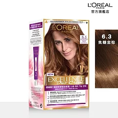 LOREAL Paris 巴黎萊雅 優媚霜三重護髮雙管染髮霜 148ml 6.3 焦糖金棕