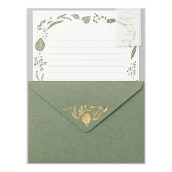 MIDORI 燙金信封信紙組─ 綠葉