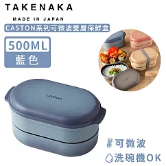 【日本TAKENAKA】日本製CASTON系列可微波雙層保鮮盒500ml─藍色