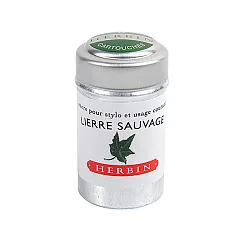 【Herbin|珍珠彩墨】LierreSauvage卡式墨水管_罐裝_6入_ 野生長春藤綠