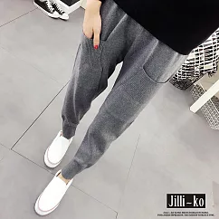 【Jilli~ko】針織休閒百搭寬鬆縮口哈倫運動褲 J9856 FREE 灰色